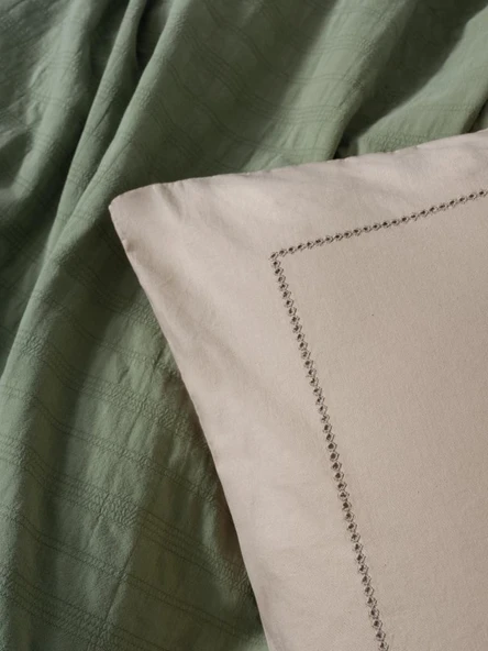 Cotton Box Çift Kişilik Yatak Örtülü Pike Takımı Natura Vilo Yeşil - 5