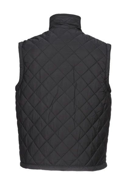 Baklava Dikişli Üç Cepli Polarlı Yelek Siyah Renk - 11