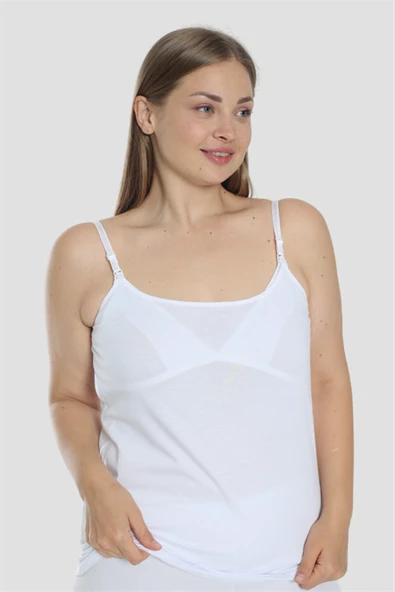 3 Adet Emzirme Atleti Pamuklu Likralı Beyaz Siyah Ten - 5