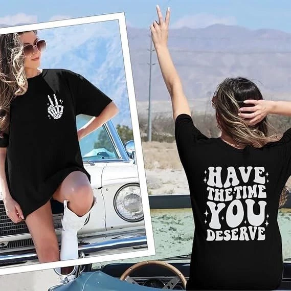 Bisiklet Yaka Kısa Kol Baskılı T-shirt - Siyah - 3