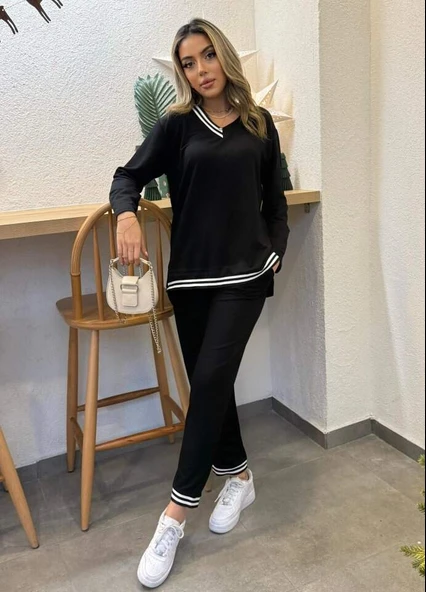 Kadın Yeni Sezon Uzun Kollu Ribana Detay Ikili Takım