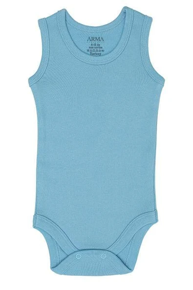 %100 Organik Pamuk 3'lü Mavi Bebek Atlet Çıtçıtlı Zıbın Body - 3