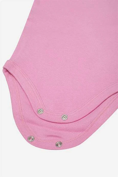 %100 Organik Pamuklu Pembe Kısa Kollu Bebek Body 5'li Paket - 4