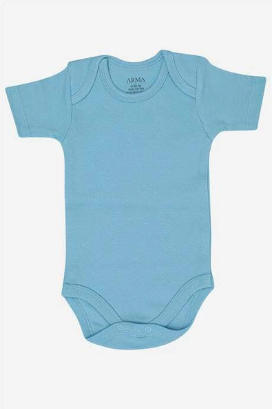 %100 Organik Pamuk 3'lü Mavi Kısa Kollu Bebek Çıtçıtlı Zıbın Body - 2