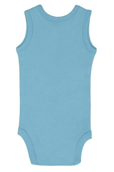 %100 Organik Pamuk 3'lü Mavi Bebek Atlet Çıtçıtlı Zıbın Body - 5