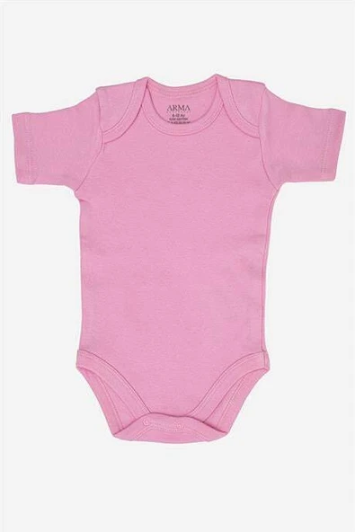 %100 Organik Pamuklu Pembe Kısa Kollu Bebek Body 5'li Paket - 2