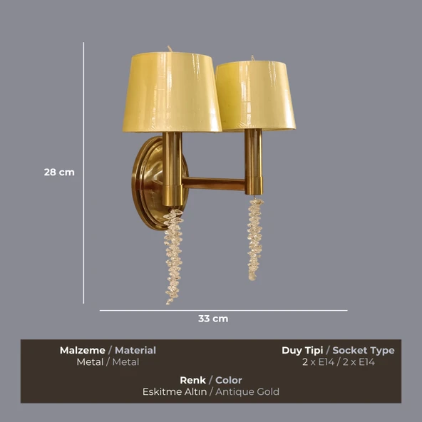 Vela Eskitme Gold Şapkalı Aplik - 3