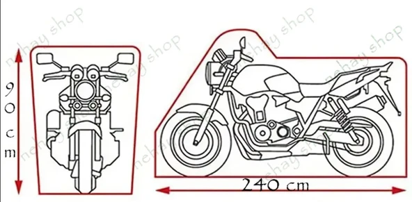 Victory Chopper Serisi Uyumlu  Motosiklet Brandası Motor Branda (a+ Kalite) , Motor Arka Çanta Uyumlu, lastikli / kırmızı jant stickerı hediyeli - 2