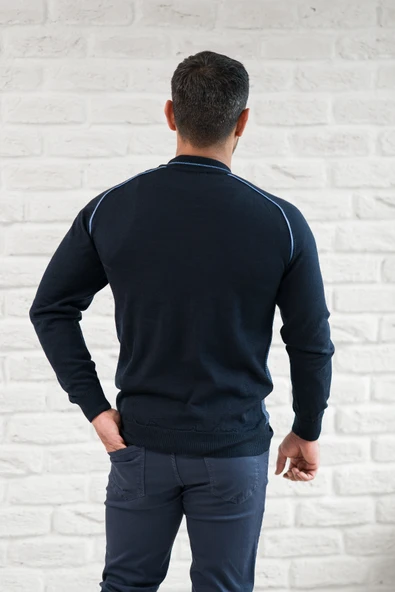 San&Fa Yarım Balıkçı Desenli Slimfit Yünlü Triko Kazak - Resim 22