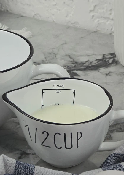 Loza 2li Ölçü Kabı Seti - Porselen Ölçüm Bardağı Takımı - 2 Parça - 4