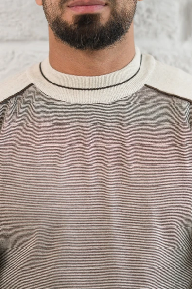 San&Fa Yarım Balıkçı Desenli Slimfit Yünlü Triko Kazak - Resim 6