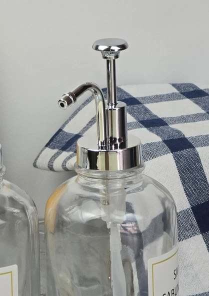 Cam Sıvı Sabunluk Seti - 2li Spreyli Losyon ve Sabun Dispenseri - 2x500 ML - 3