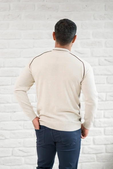 San&Fa Yarım Balıkçı Desenli Slimfit Yünlü Triko Kazak - Resim 16