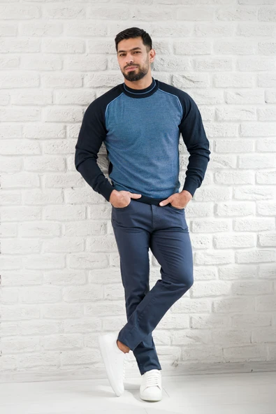 San&Fa Yarım Balıkçı Desenli Slimfit Yünlü Triko Kazak - Resim 18