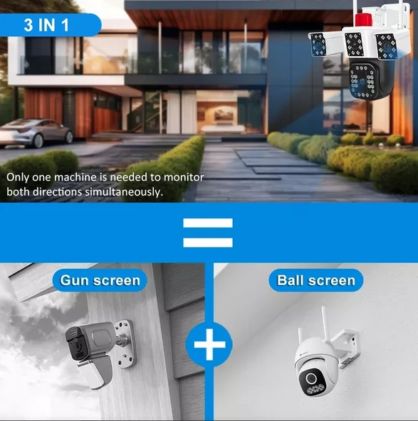 12MP 6K  10X Zoom 3 Lens WiFi Kablosuz Dış Mekan Güvenlik Koruması CCTV Video Gözetim - 7