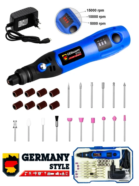 Germany Style Mini Hobi Gravür Şarjlı Taşlama Akülü 24 Parça Gravür Set