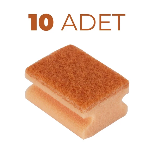 Everklean Oluklu Turuncu Tırnak Korumalı Bulaşık Süngeri 10'lu