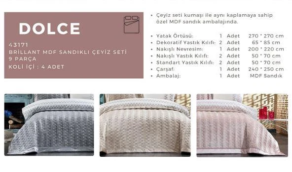 Brillant Dolce 43171 MDF SANDIKLI ÇEYİZ SETİ 9 PARÇA PUDRA - 2