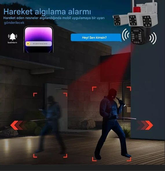 12MP 6K  10X Zoom 3 Lens WiFi Kablosuz Dış Mekan Güvenlik Koruması CCTV Video Gözetim - 4
