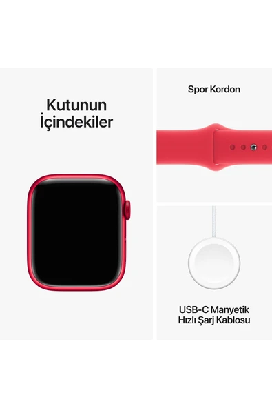 APPLE WATCH SERİ 9.GPS 45 MM RED AL RED SPORT BAND - 10