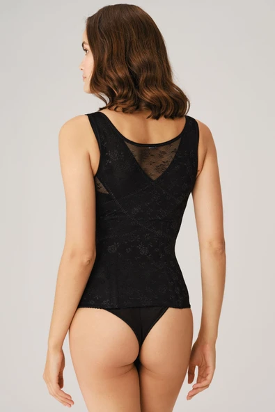 MAN2506 Kadın Toparlayıcı Bel İnceltici Dikişli Büyük Beden Kancalı Geniş Askı Sıkı Yelek Korse (2506) - 2