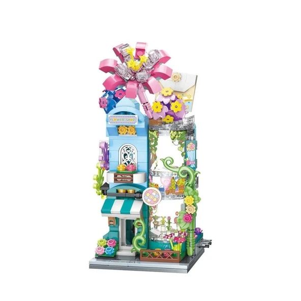 Grenness Flower Store Blok Seti Çocuklar İçin Eğitici ve Eğlenceli Çiçek Dükkanı - 2