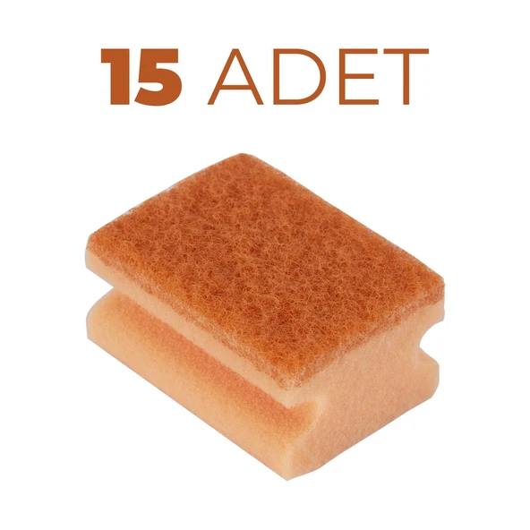 Everklean Oluklu Turuncu Tırnak Korumalı Bulaşık Süngeri 15'li