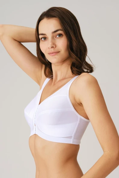 MAN3651 Kadın Toparlayıcı Minimizer Balensiz Desteksiz Dolgusuz Önden Açılan Sırt Destekli Medikal Sütyen (3651) Anıl - Resim 3