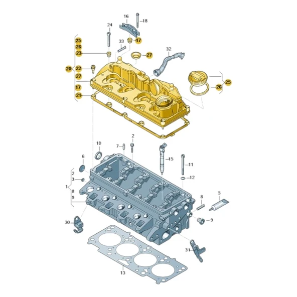 VW Tiguan 2012-2015 2.0TDi CFF Motor Külbütör Kapağı 03L103469R - 3