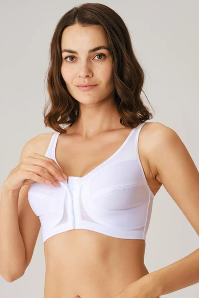 MAN3651 Kadın Toparlayıcı Minimizer Balensiz Desteksiz Dolgusuz Önden Açılan Sırt Destekli Medikal Sütyen (3651) Anıl - Resim 4