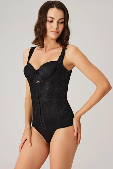 MAN2506 Kadın Toparlayıcı Bel İnceltici Dikişli Büyük Beden Kancalı Geniş Askı Sıkı Yelek Korse (2506)