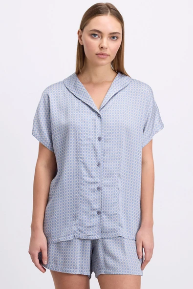 MAN11609 11609 Kadın Kısa Kol Gömlek ve Şort Takım