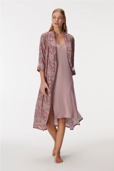 MAN11345 11345 Kadın Sabahlık ve Gecelik Takım - Resim 5