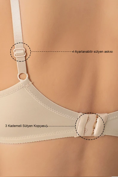 MAN3783 Dolgulu Sütyen Kadın Siyah Push up Balenli Süngerli Günlük Sporcu Kullanım Destekli Basic T-Shirt Sütyeni 3783 - 5