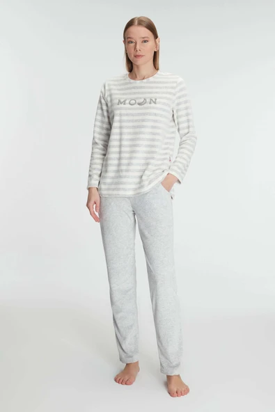MAN11256 Anıl 11256 Kadın Pamuklu Uzun Kollu Pijama Takımı