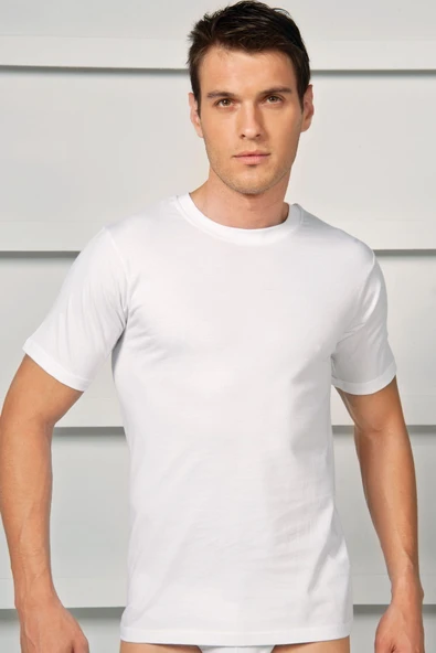 MGB2505 Erkek Pamuklu Kısa Kol Dar Yaka Klasik Fanila T-Shirt (2505)