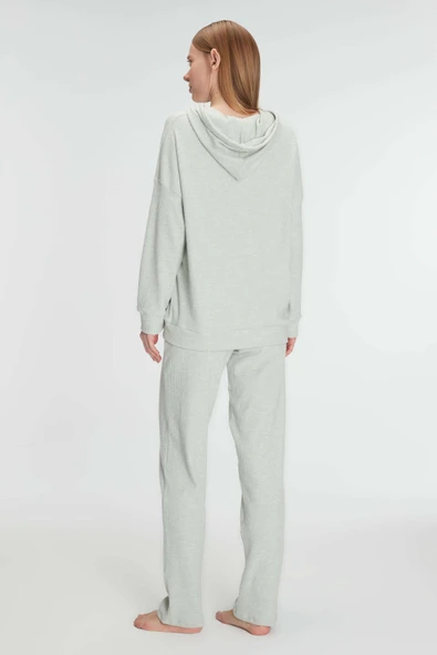 MAN11333 Anıl 11333 Kadın Pamuklu Homesuit Kapüşonlu Fermuarlı Ev Giyim Pijama Takımı - 2