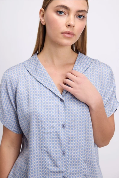 MAN11609 11609 Kadın Kısa Kol Gömlek ve Şort Takım - 3