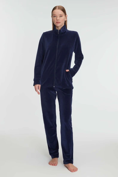 MAN11336 Anıl 11336 Kadın Pamuklu Fermuarlı Sweatshirt Pantolon Pijama Takımı - 1