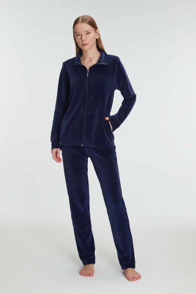 MAN11336 Anıl 11336 Kadın Pamuklu Fermuarlı Sweatshirt Pantolon Pijama Takımı - 2