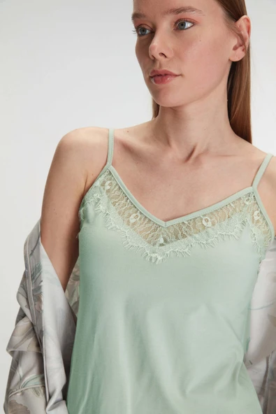MAN11223 Anıl 11223 Kadın Sabahlık Atlet ve Pantolon Takım Pamuklu Pijama Set - 4