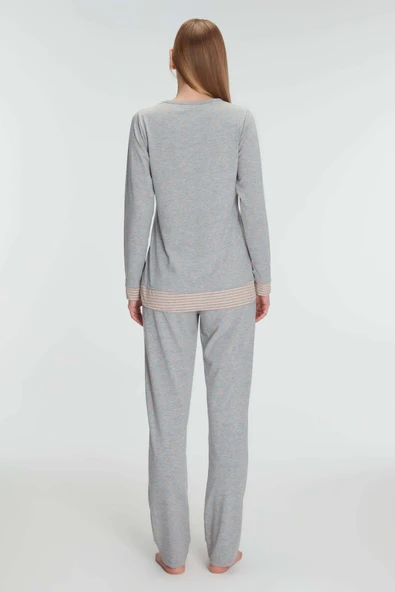 MAN11274 Anıl 11274 Kadın Pamuklu Uzun Kollu Pijama Takımı - 2