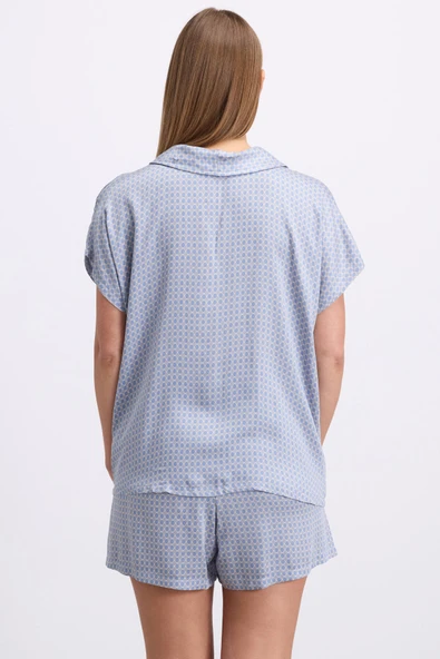 MAN11609 11609 Kadın Kısa Kol Gömlek ve Şort Takım - 2
