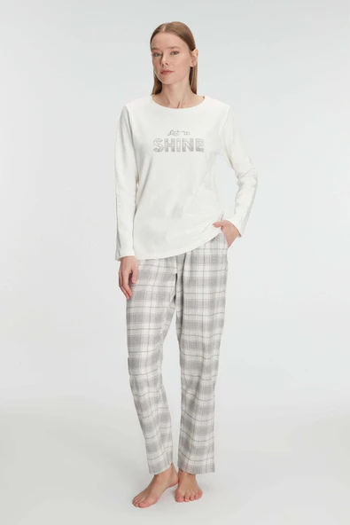 MAN11253 Anıl 11253 Kadın Uzun Kol Pamuklu Kışlık Pijama Takımı