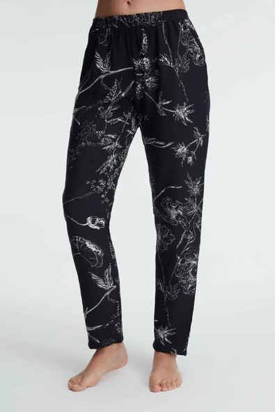 MAN9135 Anıl 9135 Günlük Ev Giyimi Kadın Viskon Çiçek Desenli Yazlık Örme Normal Bel Pijama Altı