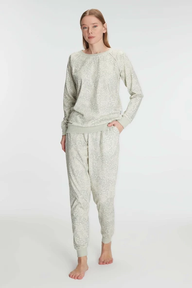 MAN11294 Anıl 11294 Kadın Pamuklu Uzun Kol Kışlık Pijama Takımı