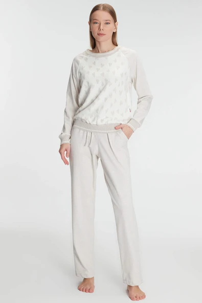 MAN11241 Anıl 11241 Kadın Uzun Kollu Sweatshirt Pantolon Takım Pijama Takımı - 1
