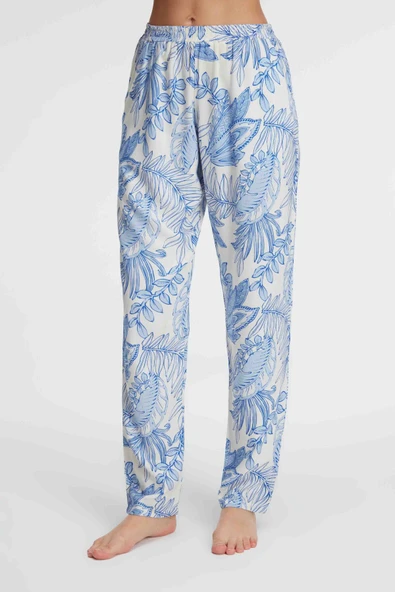 MAN9143 Anıl 9143 Günlük Ev Giyimi Kadın Viskon Çiçek Desenli Yazlık örme Normal Bel Pijama Altı
