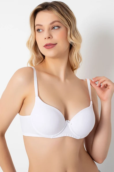 MAN3783 Dolgulu Sütyen Kadın Siyah Push up Balenli Süngerli Günlük Sporcu Kullanım Destekli Basic T-Shirt Sütyeni 3783 - 7