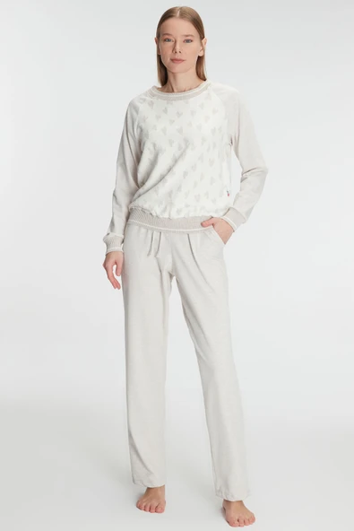 MAN11241 Anıl 11241 Kadın Uzun Kollu Sweatshirt Pantolon Takım Pijama Takımı